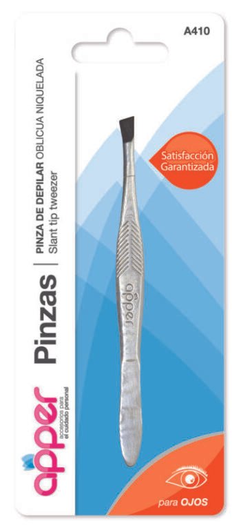 Pinza de depilar oblicua niquelada en blister